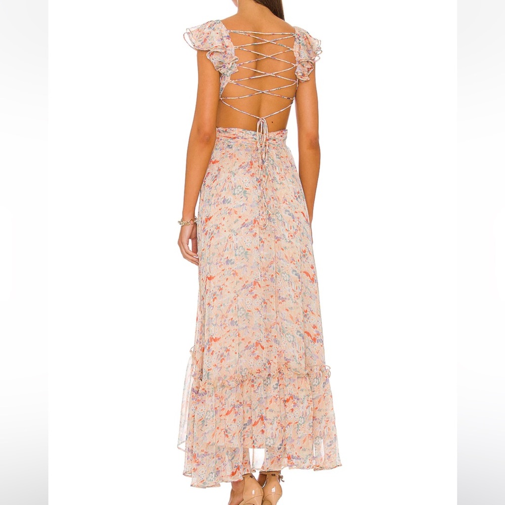 Revolve Primrose dress in peach multi floral size small